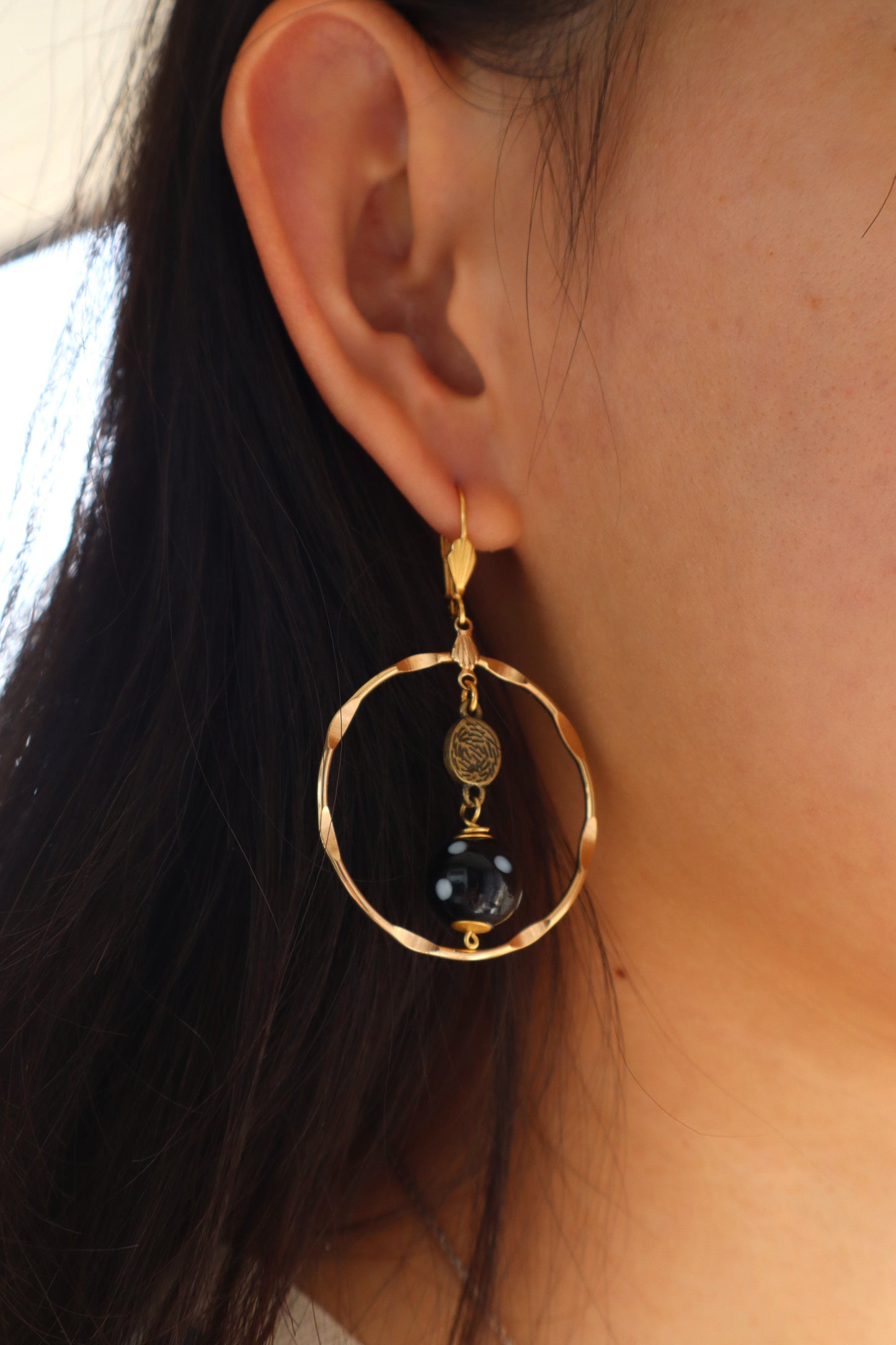 Adora Earrings – Gold Hoop Evil Eye Earrings