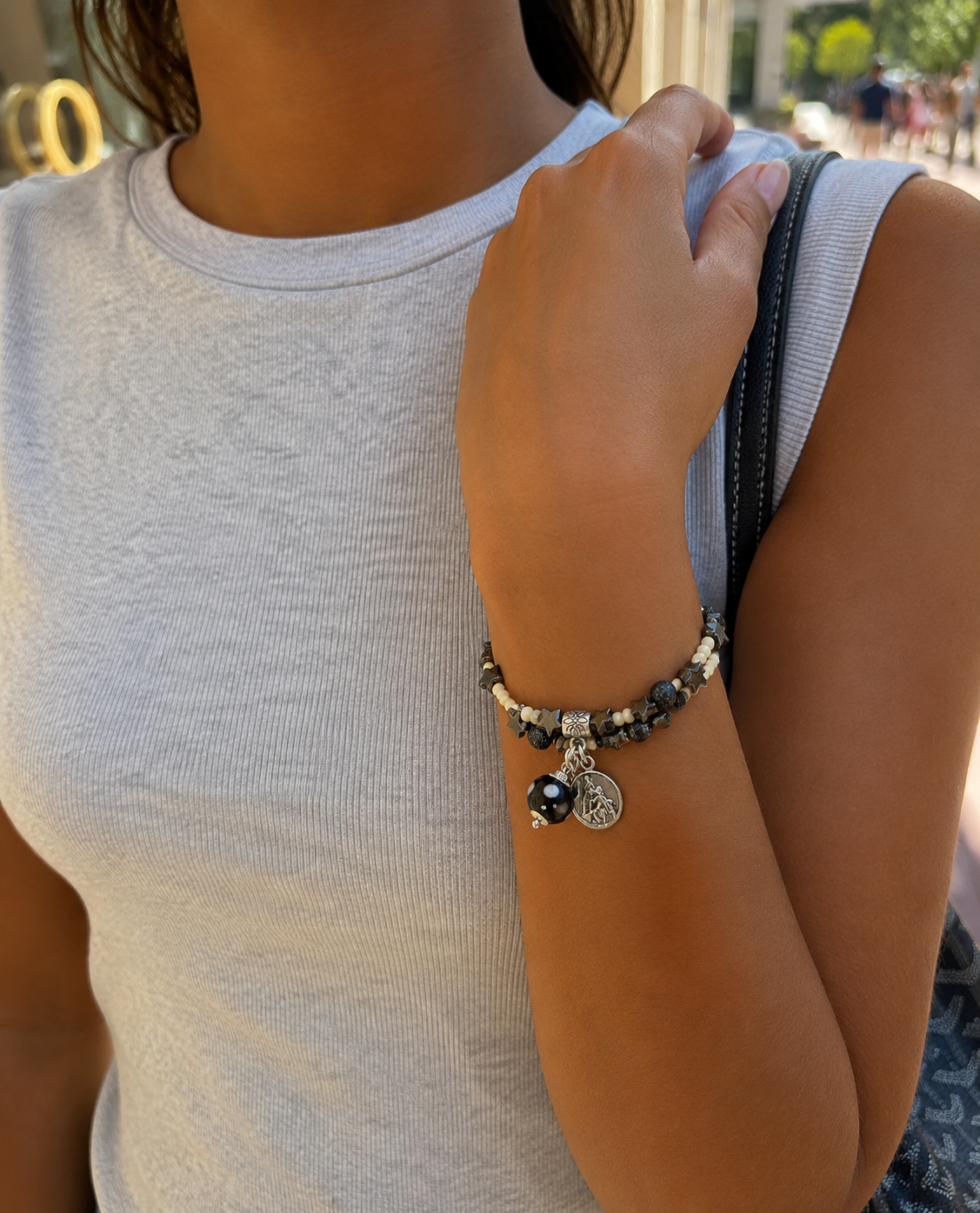 Mosteiros Bracelet – Layered Black Evil Eye Charm Bracelet