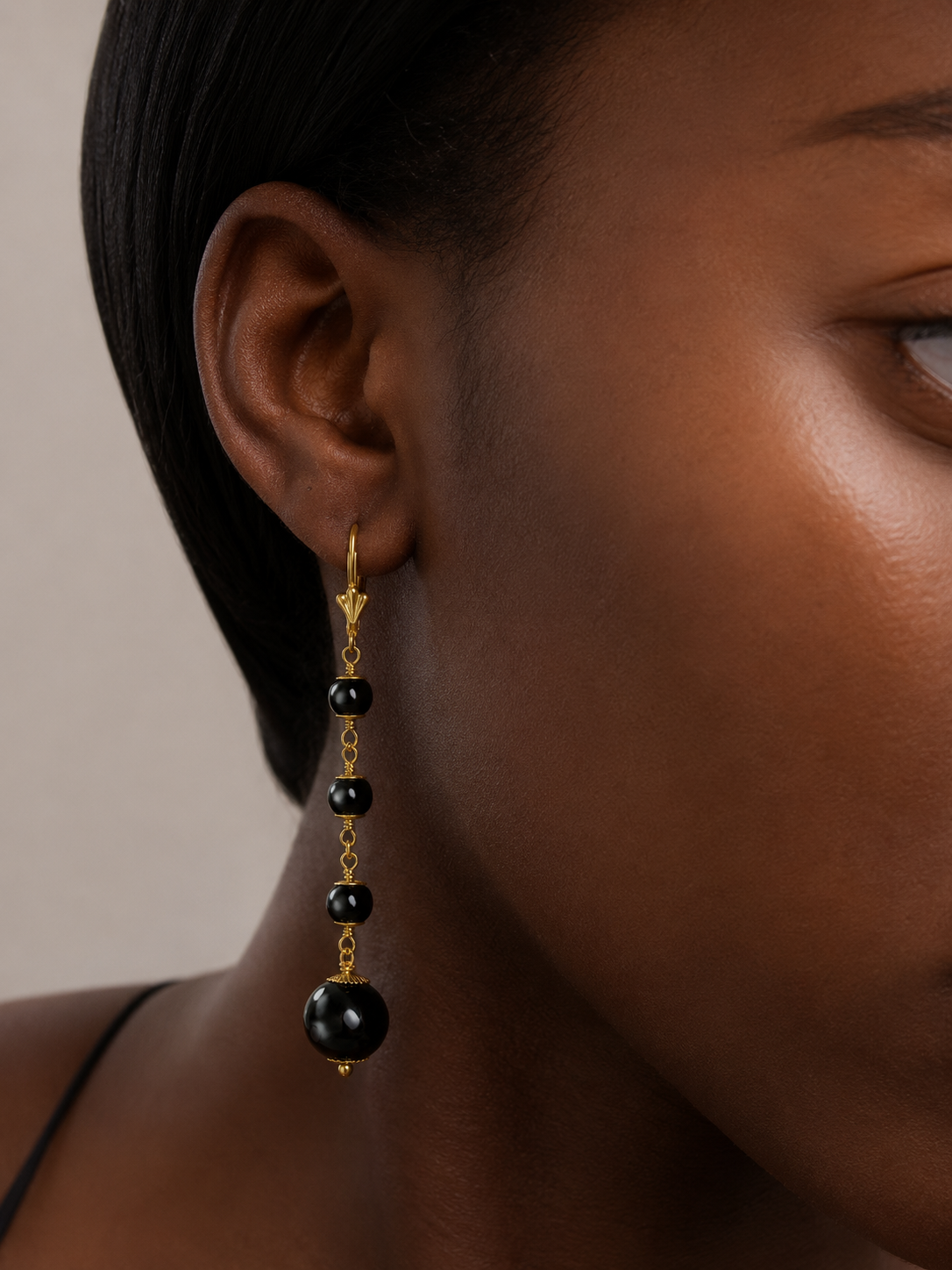 Poderosa Earrings – Long Gold Evil Eye Drop Earrings
