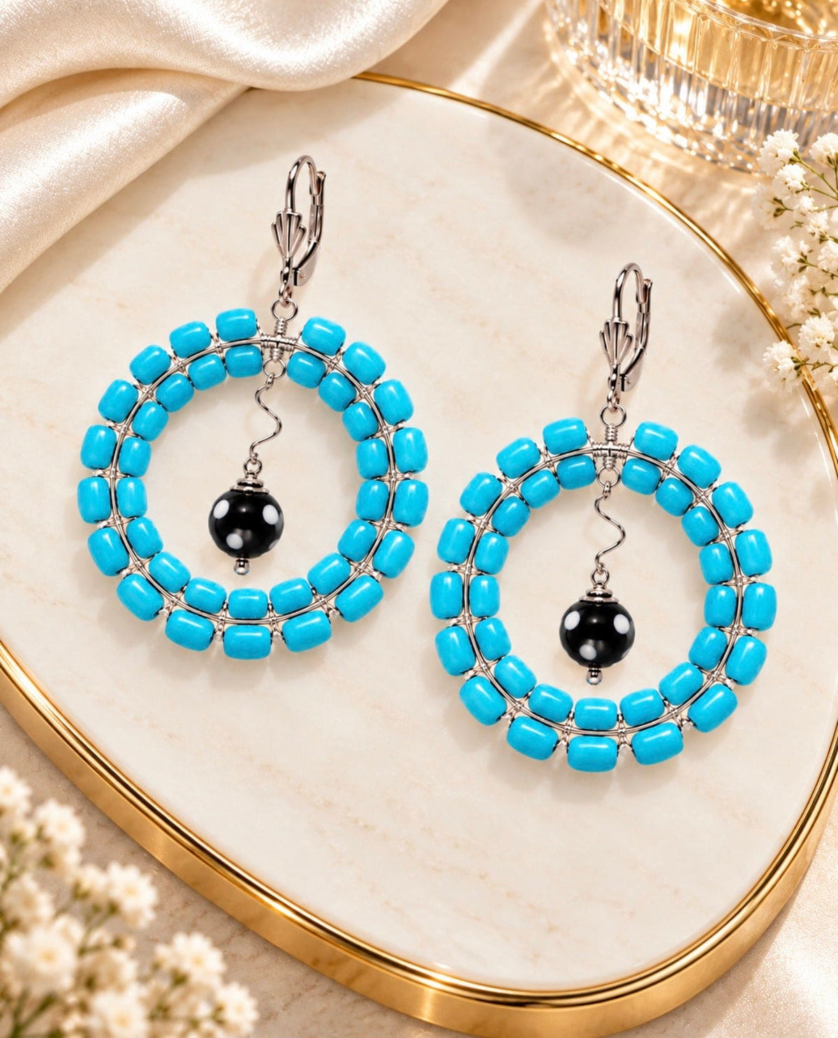 Gisela Earrings – Handmade Beaded Statement Hoop Earrings