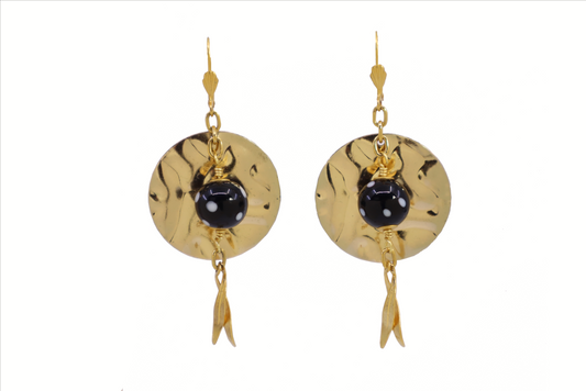 Praia Earrings – Hammered Gold Evil Eye Drop Earrings