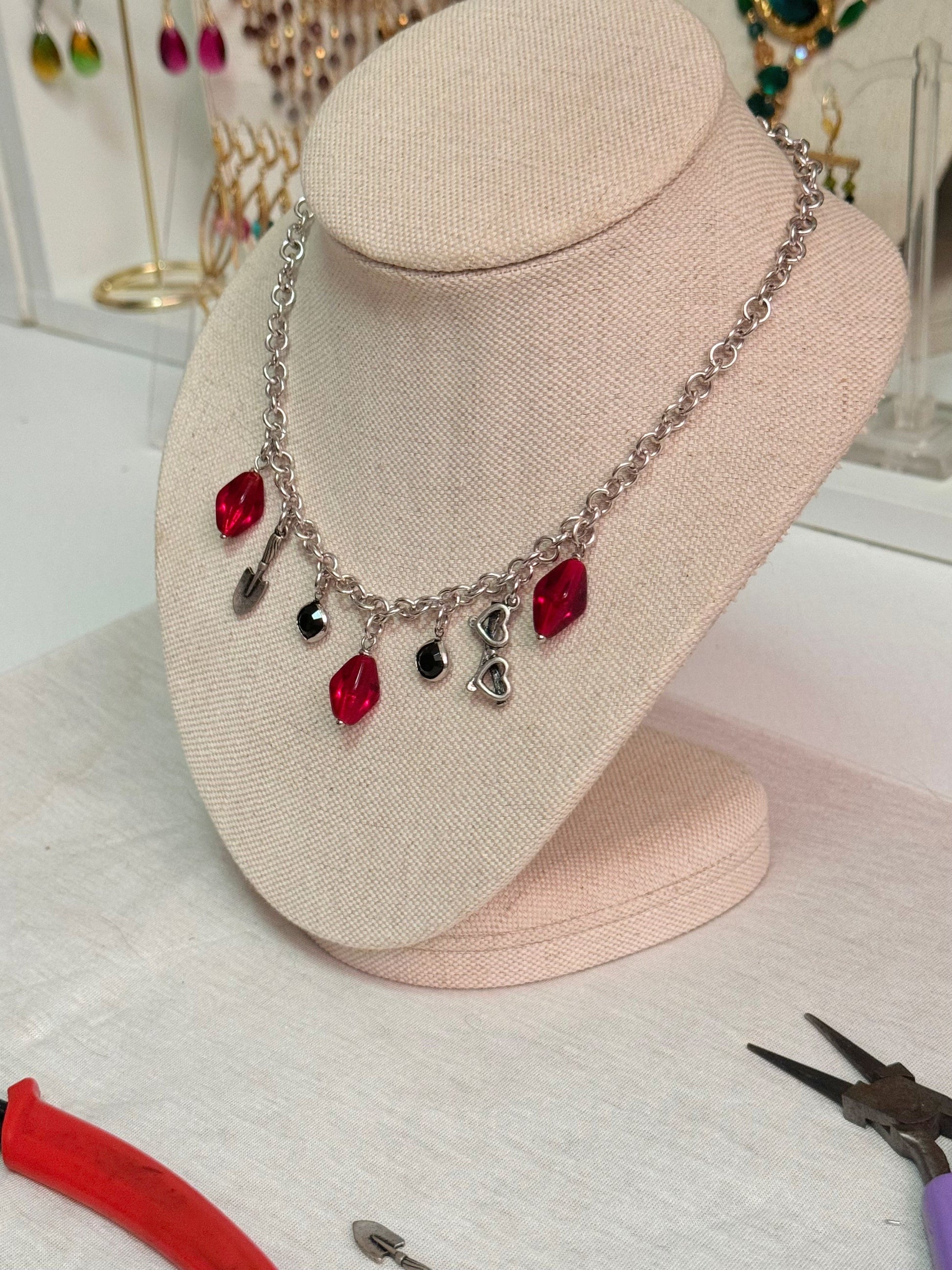 gothic-charm-necklace-display-diy-jewelry-class