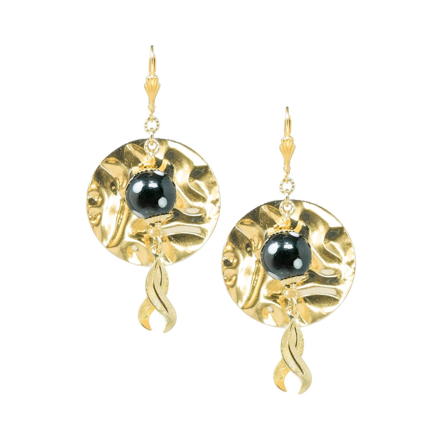 Praia Earrings – Hammered Gold Evil Eye Drop Earrings