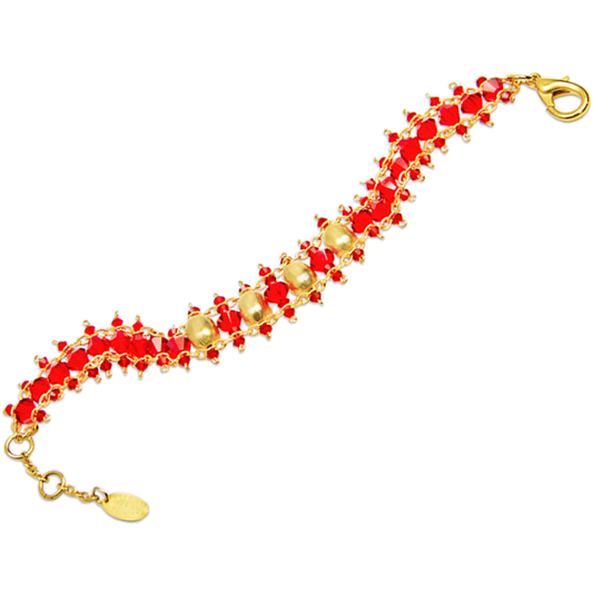 Divory Bracelet | Crystal Beads Bracelet with Gold Plated Detail