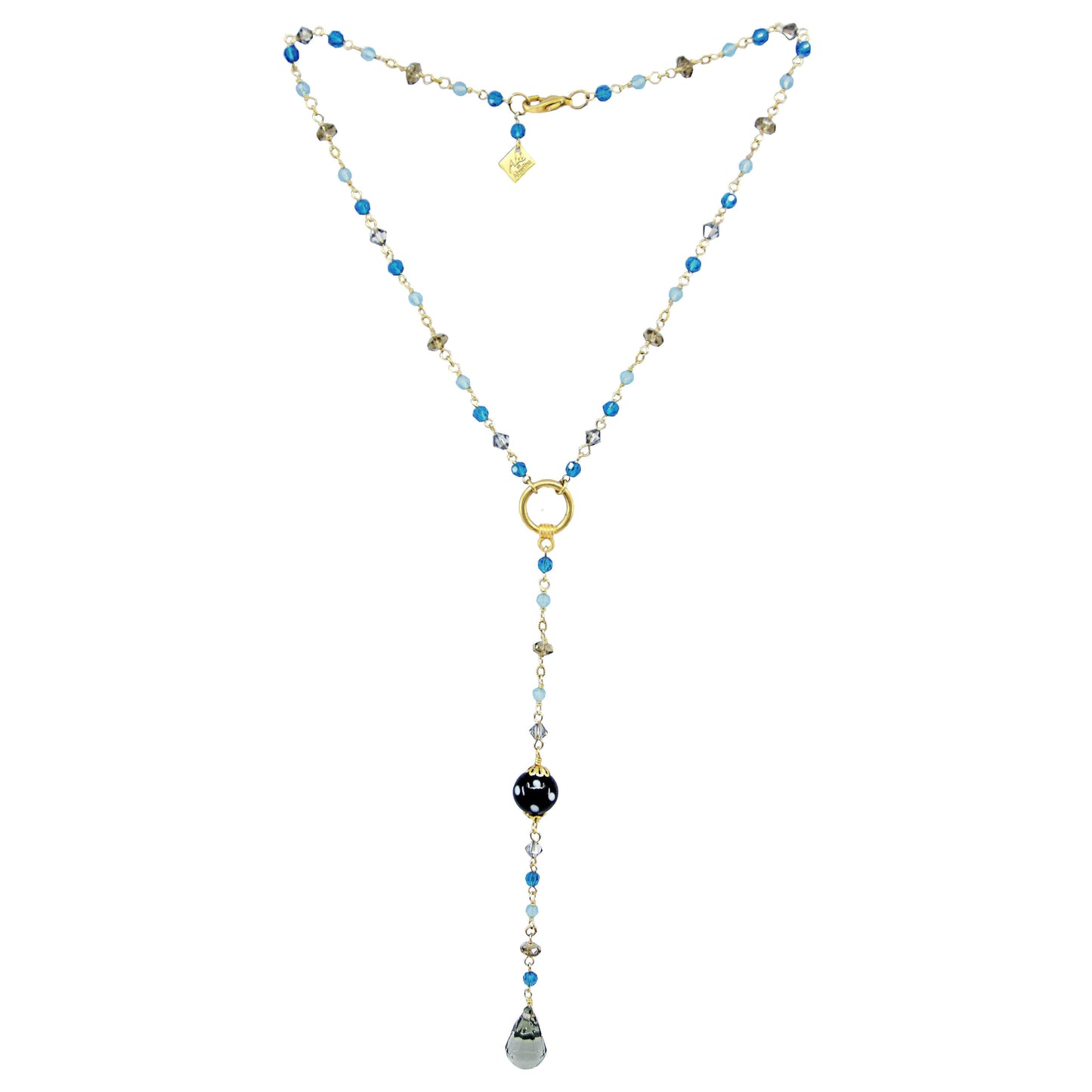 Silver-plated necklace with toggle clasp and Austrian crystal accents.