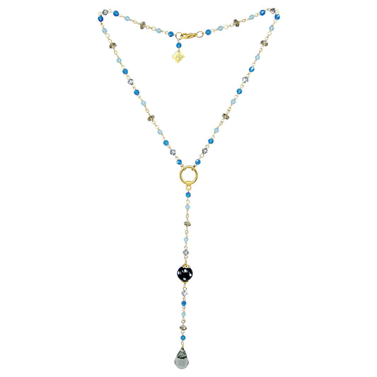 Silver-plated necklace with toggle clasp and Austrian crystal accents.