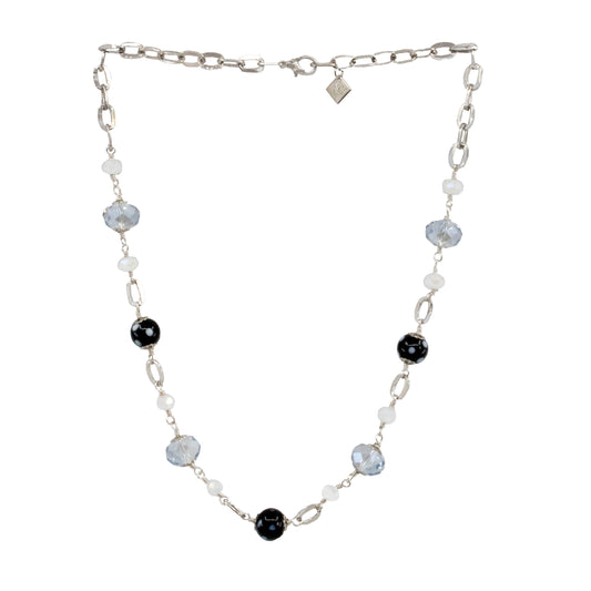 Luciana Necklace – White & Black Evil Eye Beads Necklace