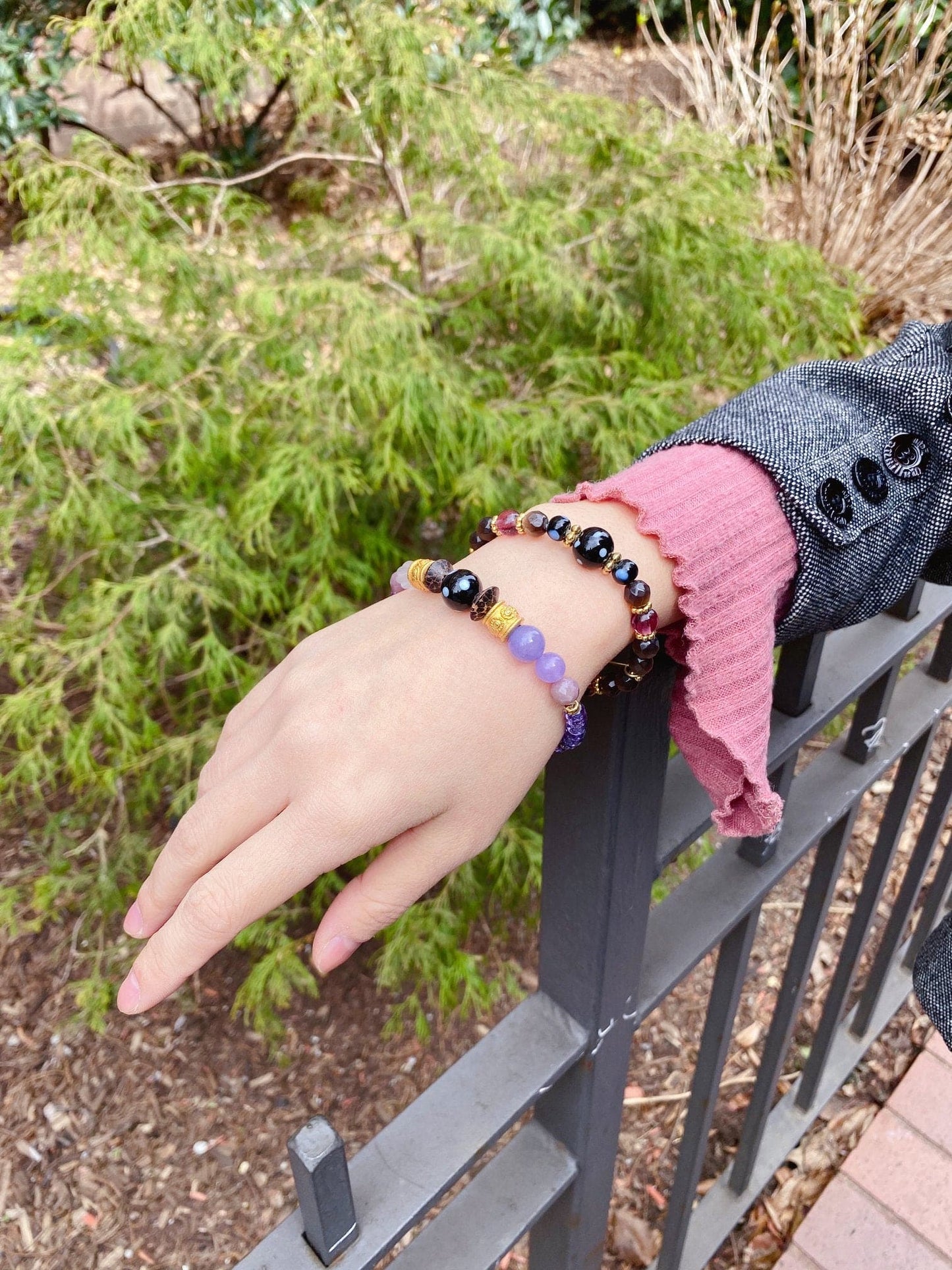 Vinho Bracelet styled on wrist with casual outfit in outdoor setting