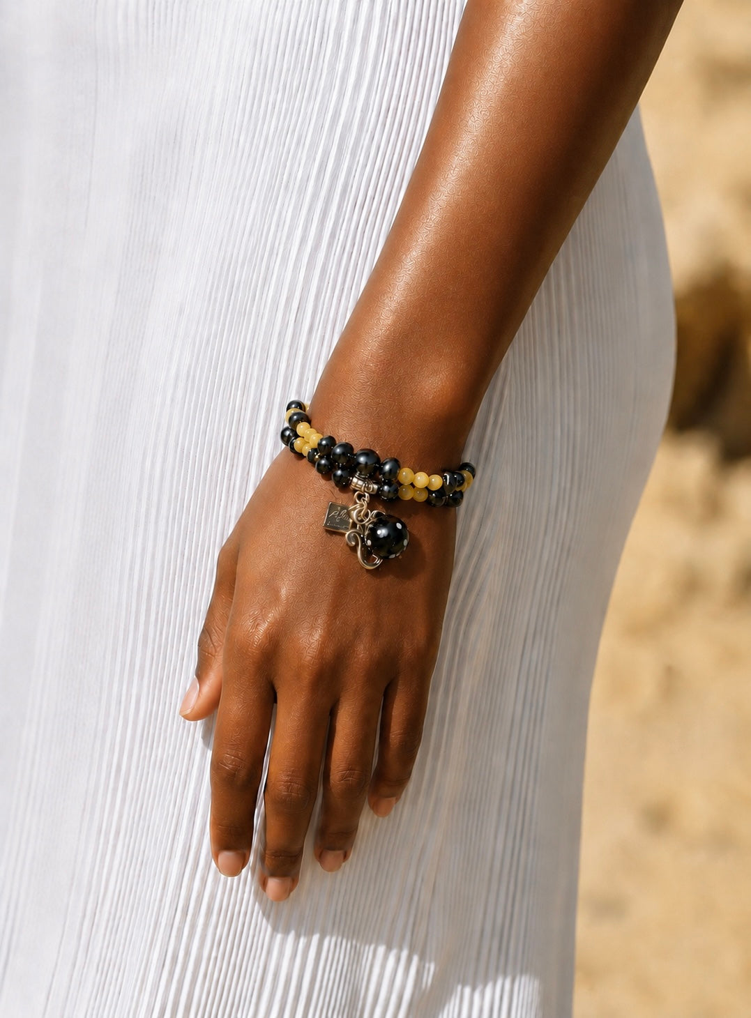 Mosteiros Bracelet – Layered Black Evil Eye Charm Bracelet