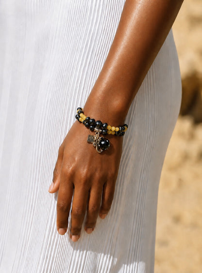 Mosteiros Bracelet – Layered Black Evil Eye Charm Bracelet