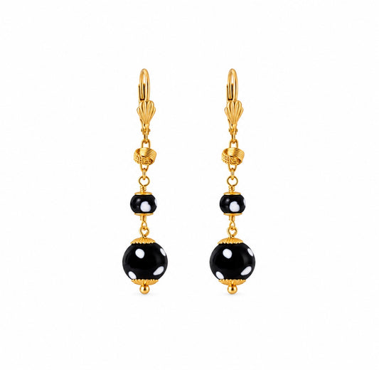 Reina Earrings – Classic Gold & Black Evil Eye Earrings
