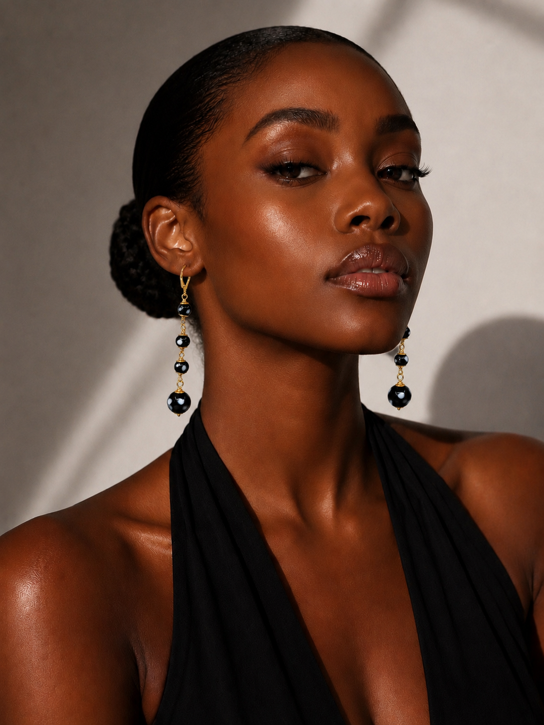 Poderosa Earrings – Long Gold Evil Eye Drop Earrings