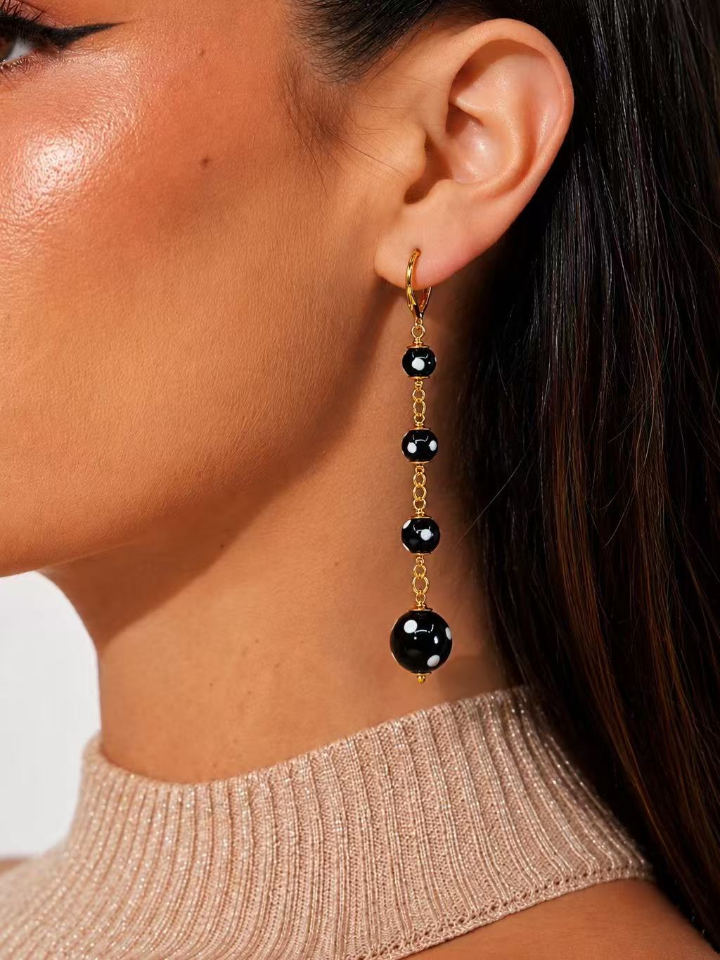 Poderosa Earrings – Long Gold Evil Eye Drop Earrings