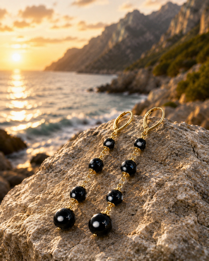 Poderosa Earrings – Long Gold Evil Eye Drop Earrings