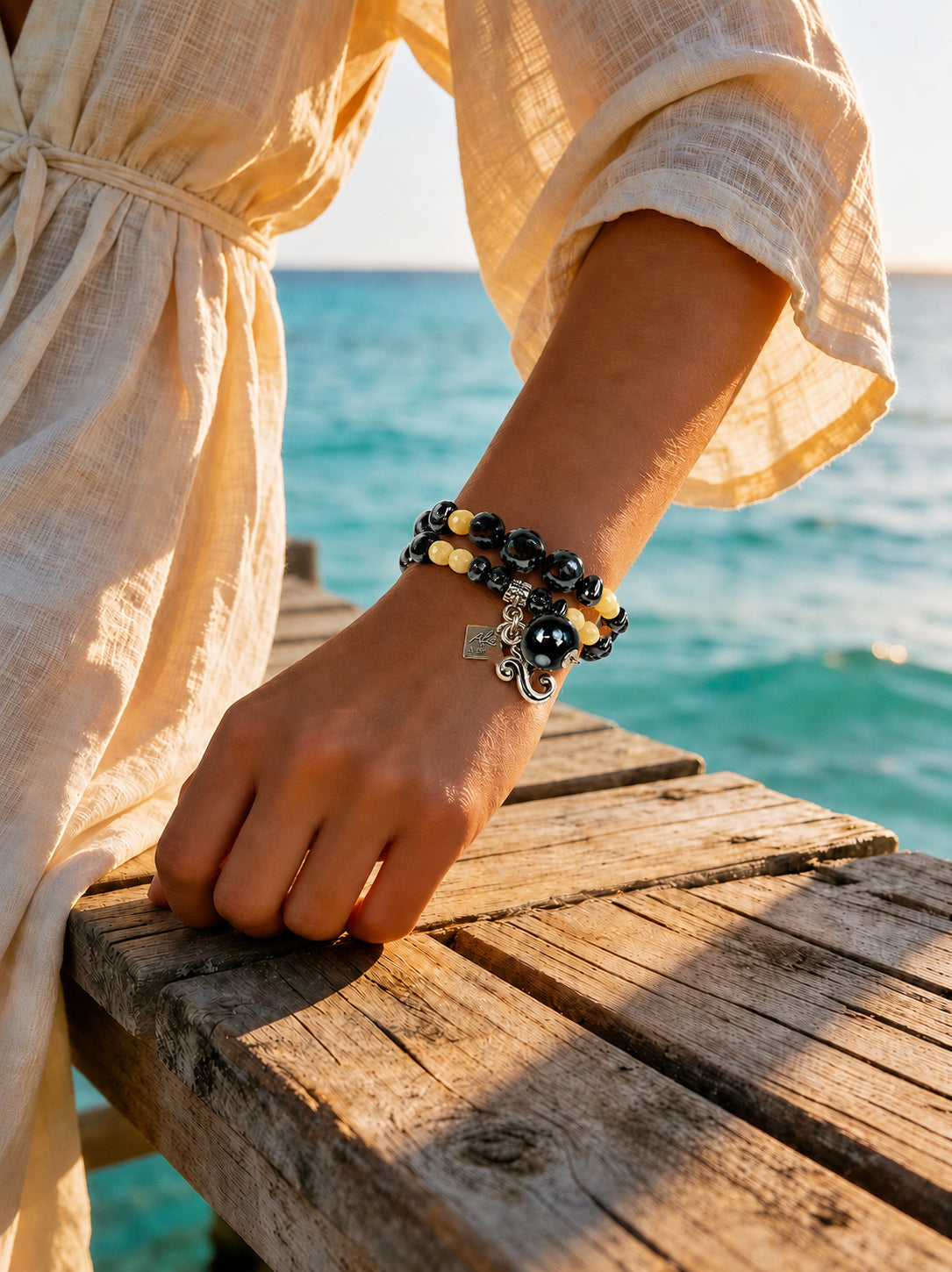 Mosteiros Bracelet – Layered Black Evil Eye Charm Bracelet