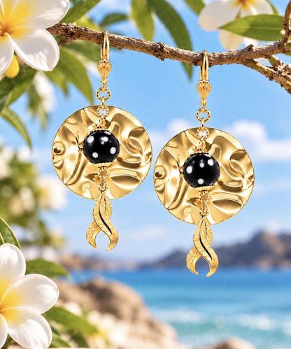 Gamboa Earrings – Hammered Gold Conta di Ojo Drop Earrings