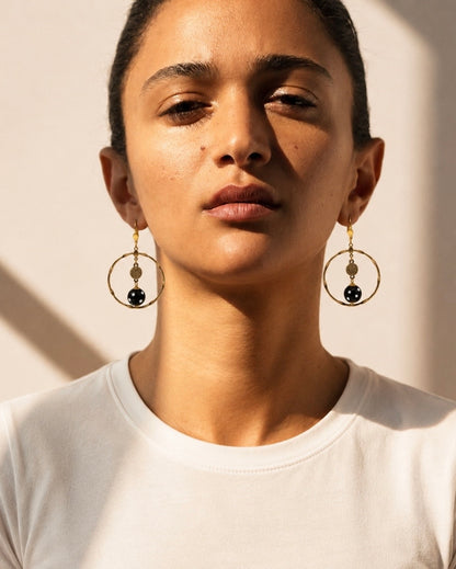Adora Earrings – Gold Hoop Evil Eye Earrings