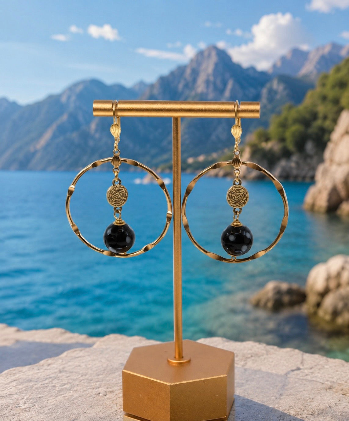 Adora Earrings – Gold Hoop Evil Eye Earrings