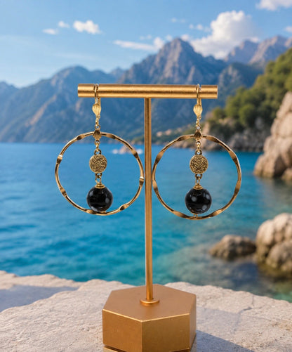 Adora Earrings – Gold Hoop Evil Eye Earrings