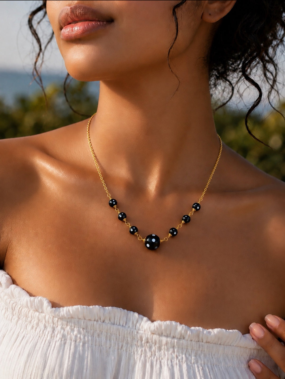 Maninha Necklace Conta Di Ojo Bead Necklace – Gold-Plated Jewelry Honoring Love & Memory