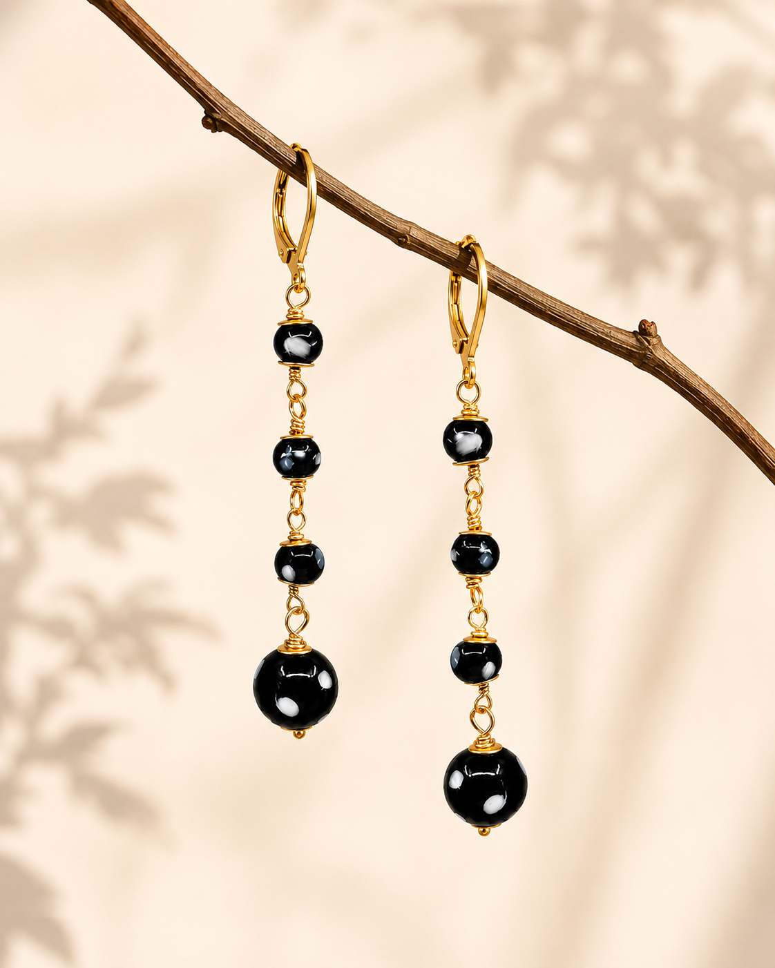 Poderosa Earrings – Long Gold Evil Eye Drop Earrings