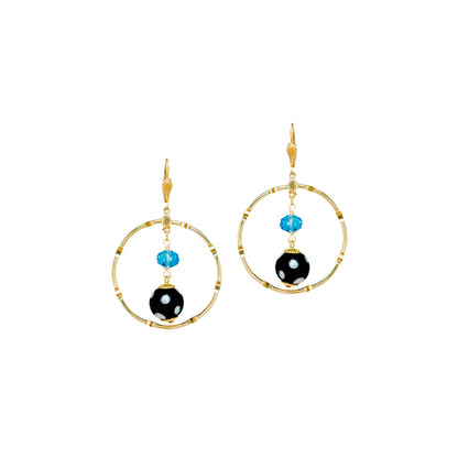 gold-plated-hoop-earrings-black-bead-blue-crystal