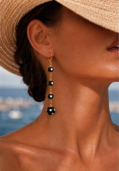 Poderosa Earrings – Long Gold Evil Eye Drop Earrings