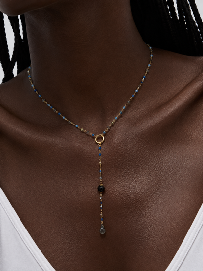 Electric Blue Crystal Necklace – Silver-Plated Drip Pendant Statement Jewelry