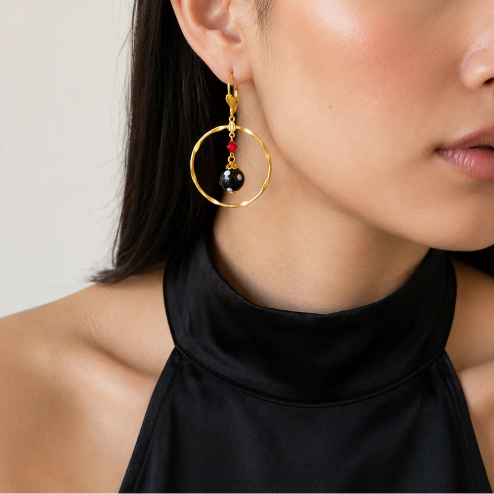 Gold-Plated Crystal Drop Earrings ｜Adore Earrings
