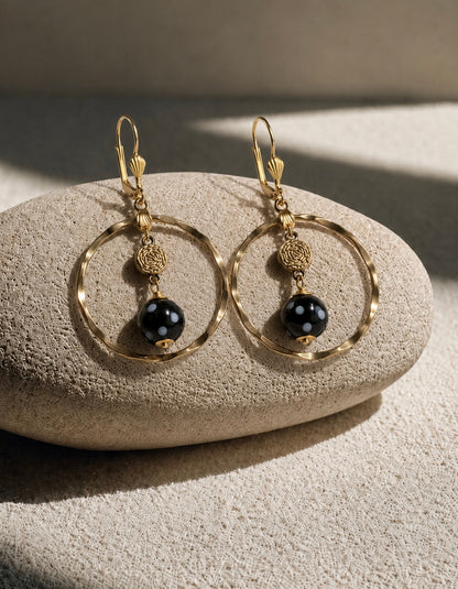 Adora Earrings – Gold Hoop Evil Eye Earrings