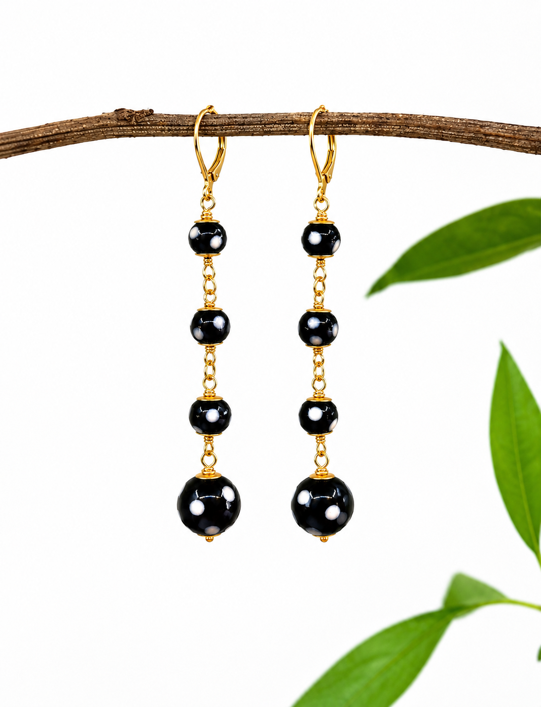 Poderosa Earrings – Long Gold Evil Eye Drop Earrings
