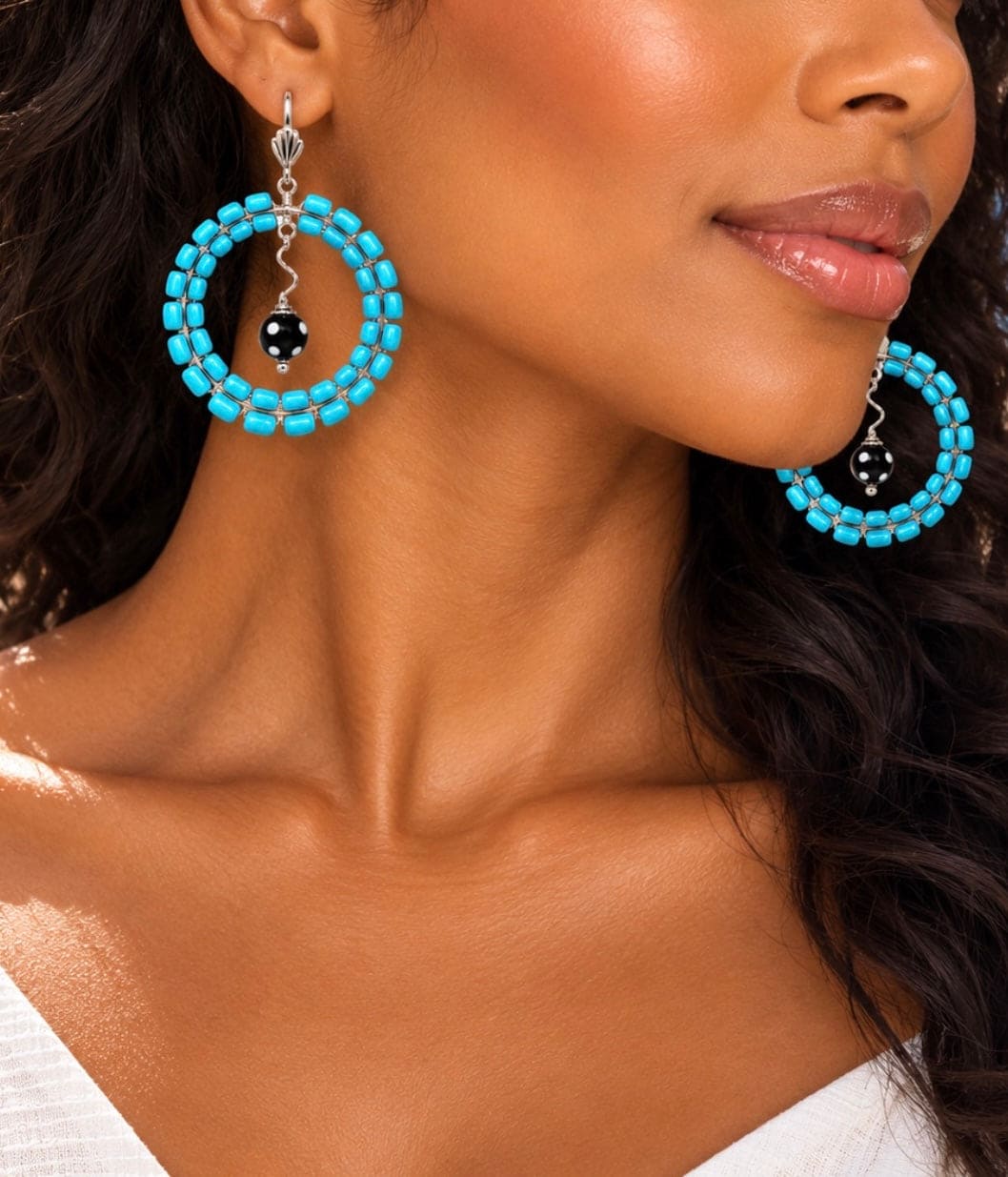 Gisela Earrings – Handmade Beaded Statement Hoop Earrings