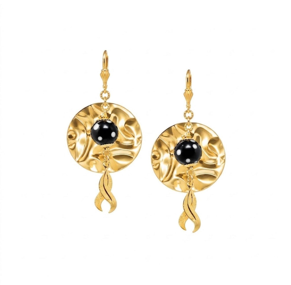Gamboa Earrings – Hammered Gold Conta di Ojo Drop Earrings