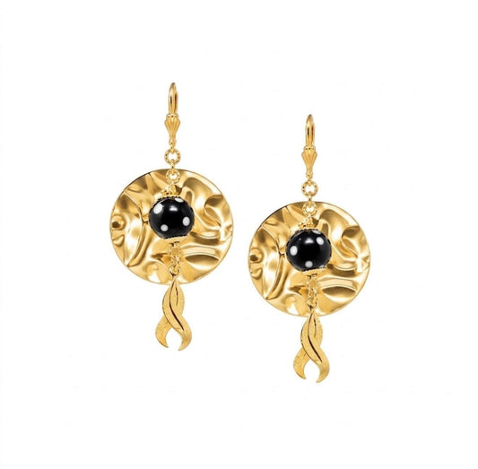Gamboa Earrings – Hammered Gold Conta di Ojo Drop Earrings