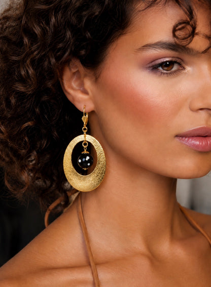 Querida Earrings – Handmade Cabo Verde Conta de Ojo Gold-Plated Protection Earrings