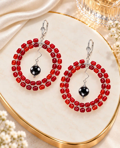 Gisela Earrings – Handmade Beaded Statement Hoop Earrings