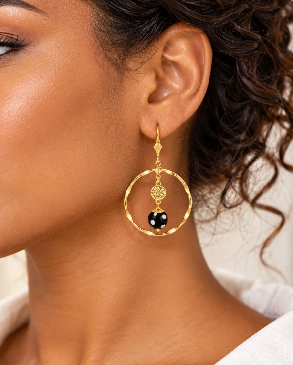 Adora Earrings – Gold Hoop Evil Eye Earrings