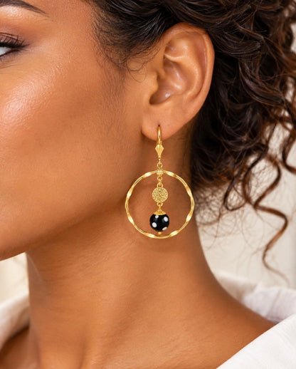 Adora Earrings – Gold Hoop Evil Eye Earrings