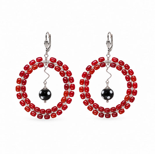 Gisela Earrings – Handmade Beaded Statement Hoop Earrings