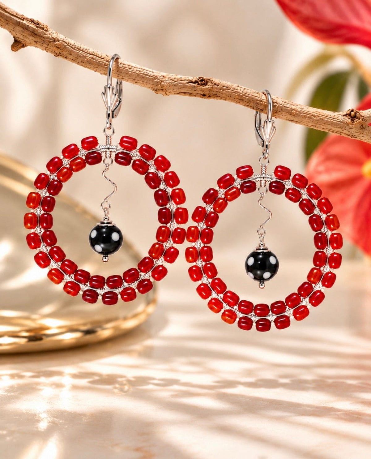 Gisela Earrings – Handmade Beaded Statement Hoop Earrings