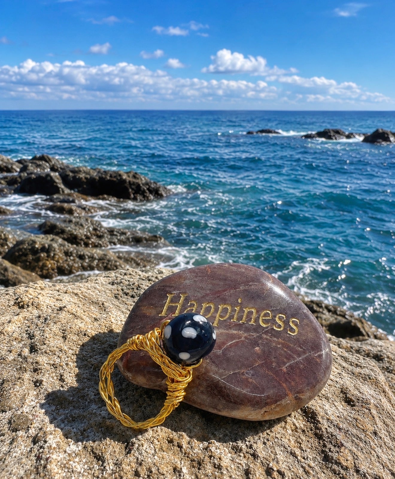 Sentimento Ring – Conta di Ojo Positive Energy Bead | Handmade Cabo Verde Jewelry