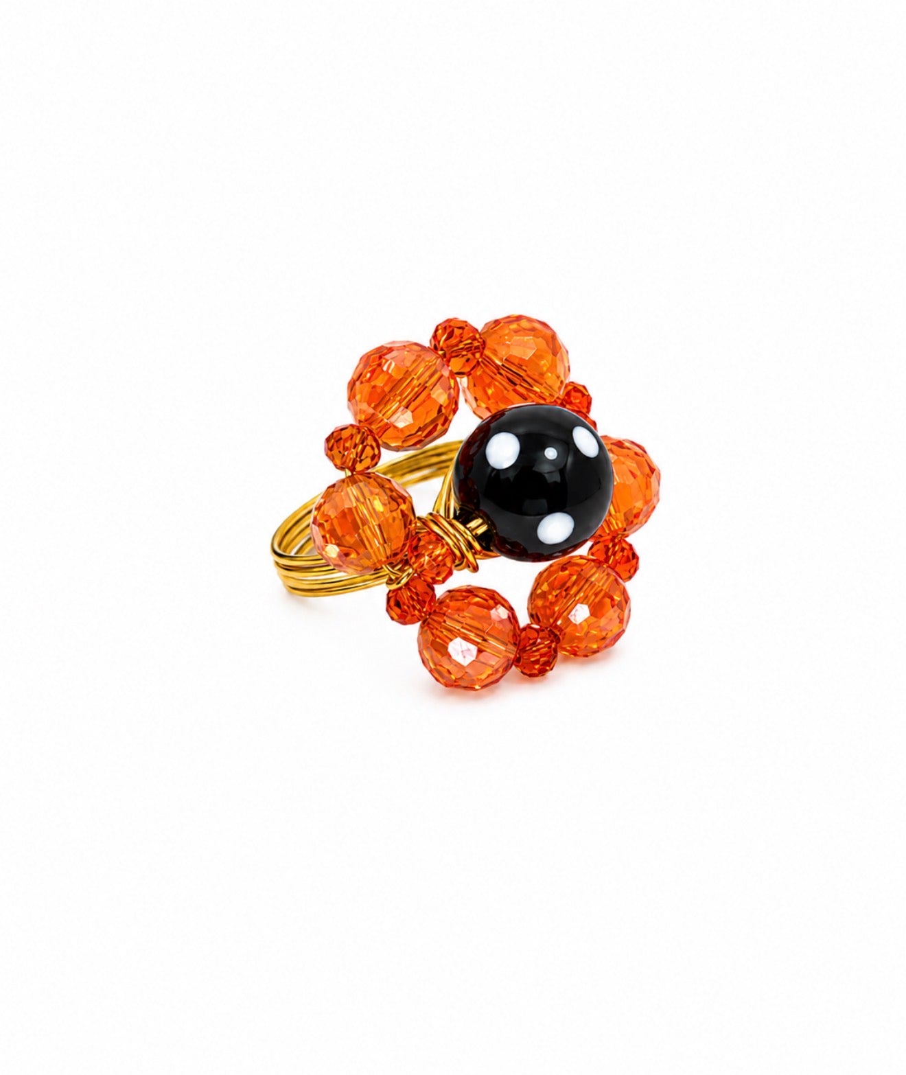 Golden Sunshine Ring – Conta di Ojo Beaded Statement Ring | Handmade