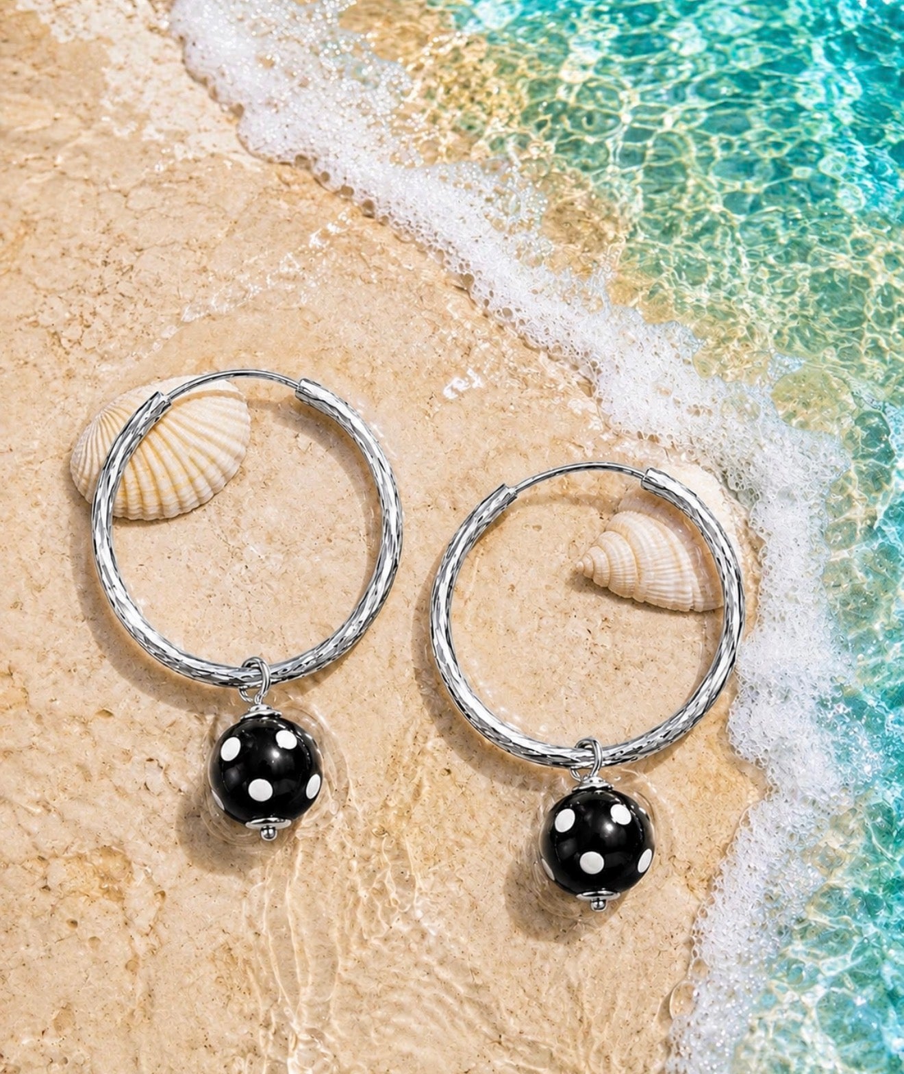 Anilda Hoop Earrings – Conta di Ojo Beads | Handmade Cabo Verde Jewelry