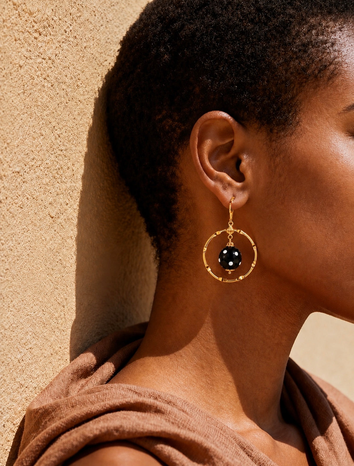 Fofa Conta Di Ojo Gold Hoop Earrings – Cabo Verde Inspired Protection Jewelry