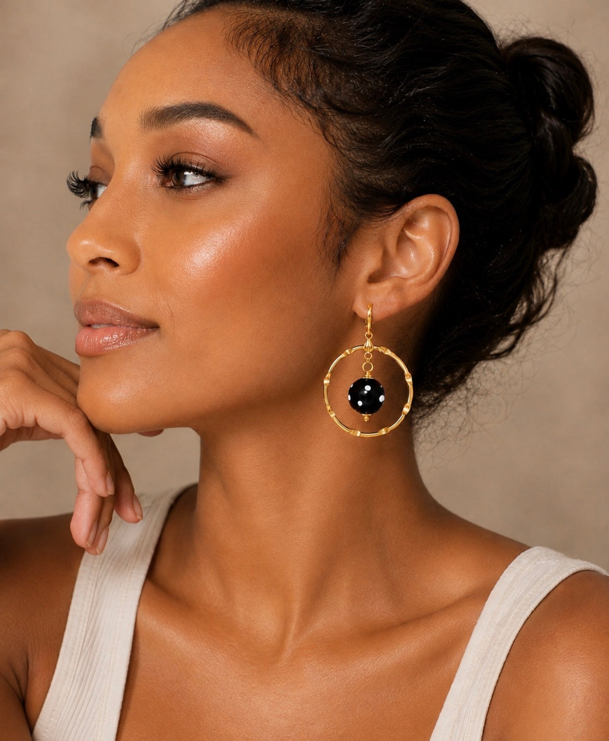 Fofa Conta Di Ojo Gold Hoop Earrings – Cabo Verde Inspired Protection Jewelry