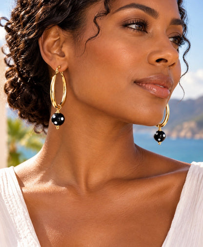 Alina Hoop Earrings – Gold-Plated Conta di Ojo Cabo Verde Earrings