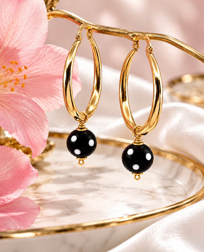 Alina Hoop Earrings – Gold-Plated Conta di Ojo Cabo Verde Earrings