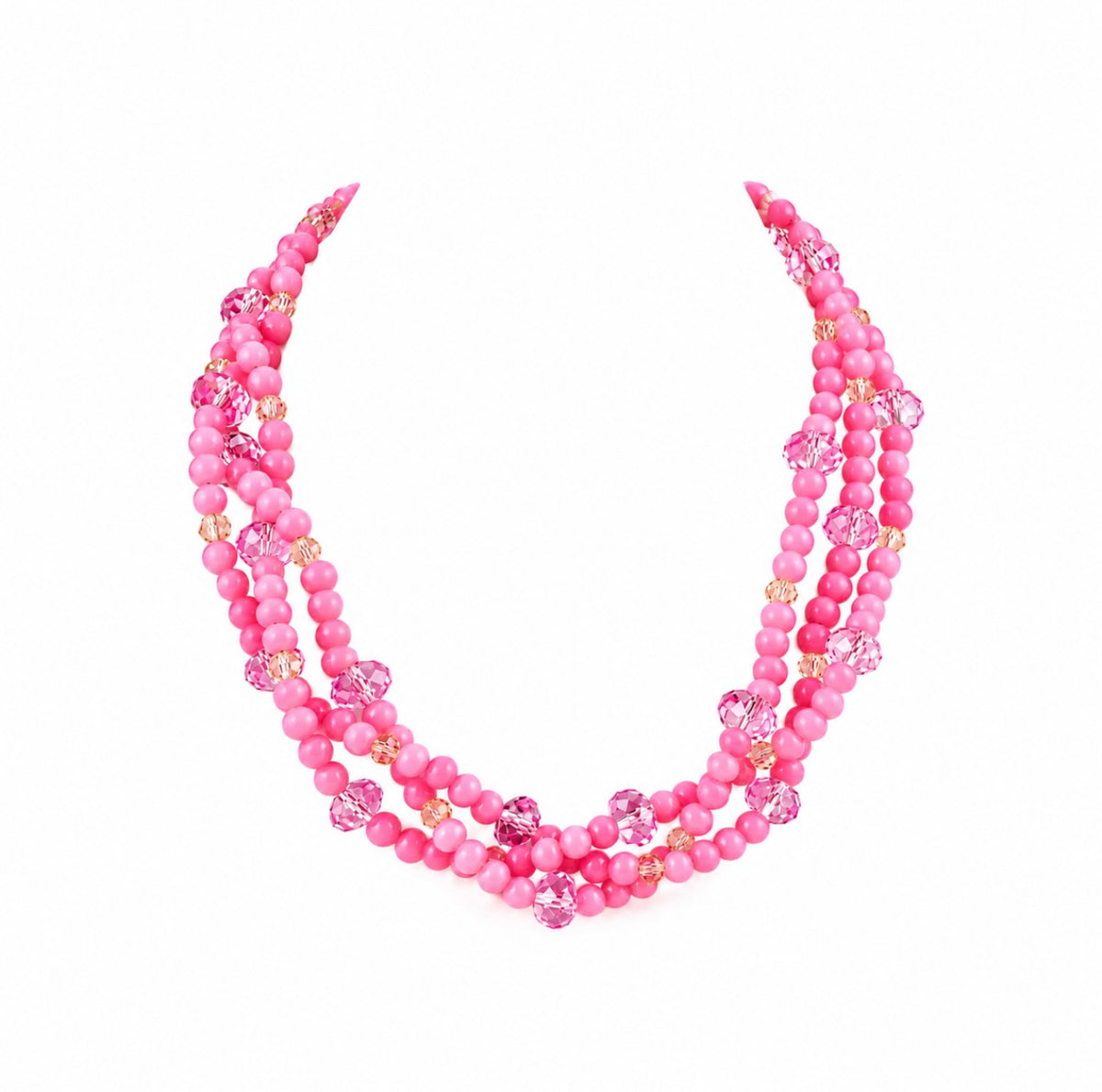 Jaipur Pink Crystal Multi-Strand Statement Necklace – Alzi by Alzerina