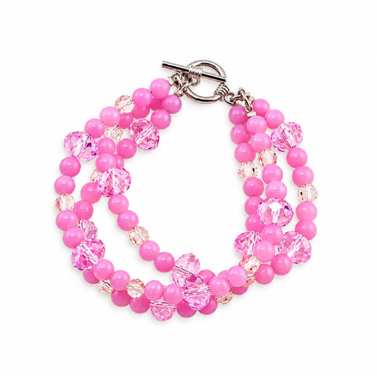 Jaipur Pink Crystal Multi-Strand Statement Bracelet – Alzi by Alzerina