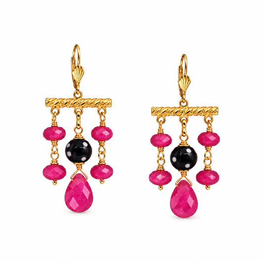 Odete Earrings - Ruby Drops Earrings